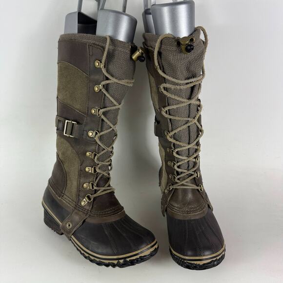 SOREL Conquest Carly Winter Boots Women's 6 Black Lace Up Waterproof NL2033-208 - Picture 1 of 9